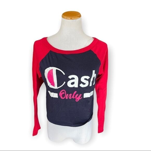 New Haute Mess Cash Only Cropped Graphic Tee - Sz XL - Picture 1 of 1